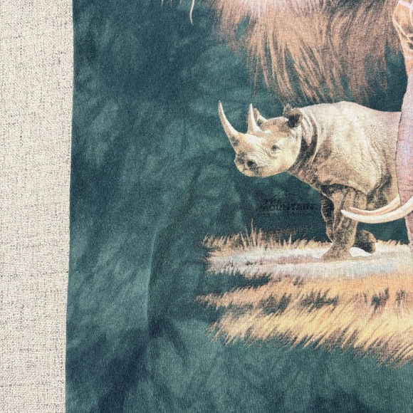 The Mountain Men T-Shirt XL African Wildlife Graphic Green Tie Dye - Picture 4 of 5